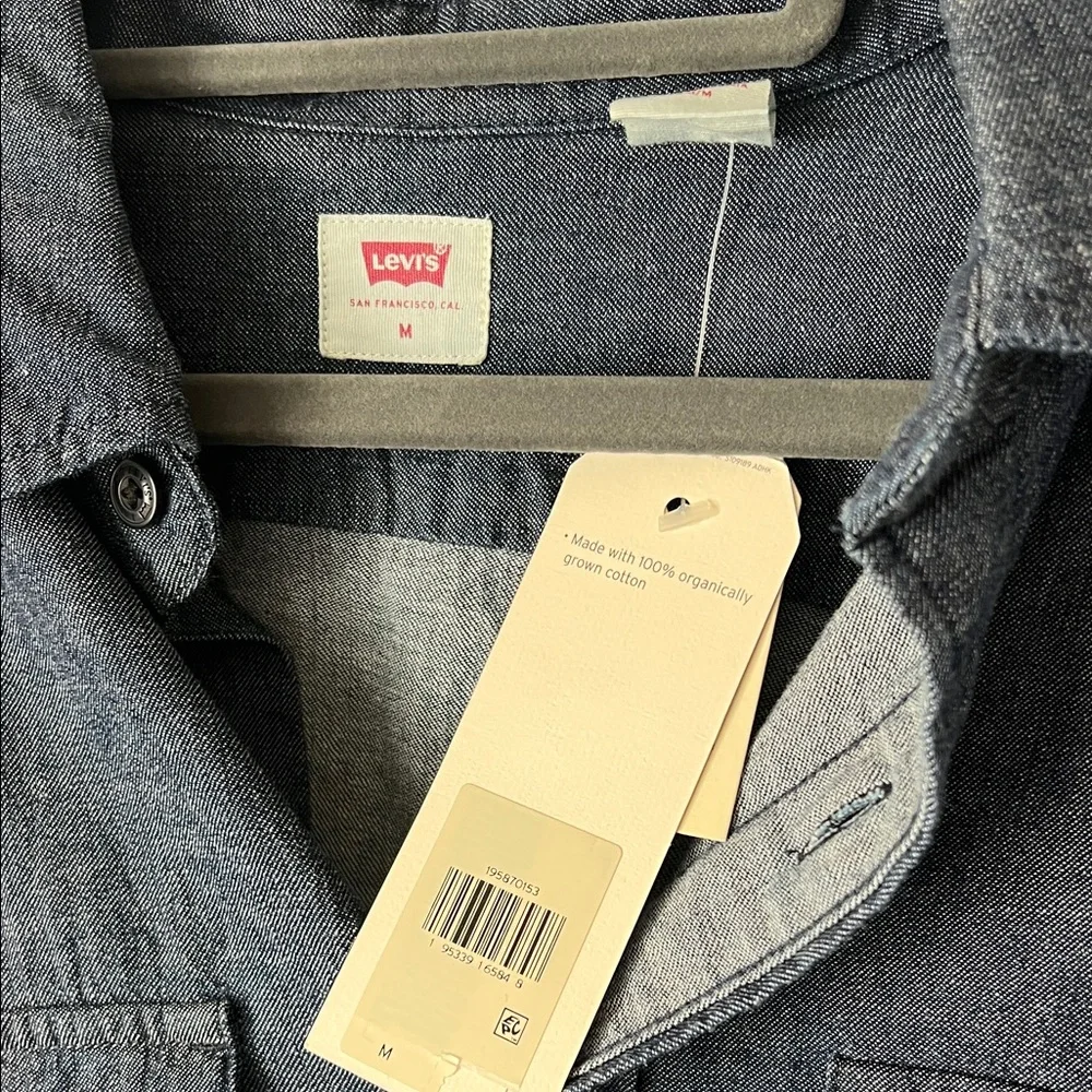 Levi's Men's Dark Blue Casual Button Down Shirt Organic Cotton Men’s Medium NWT